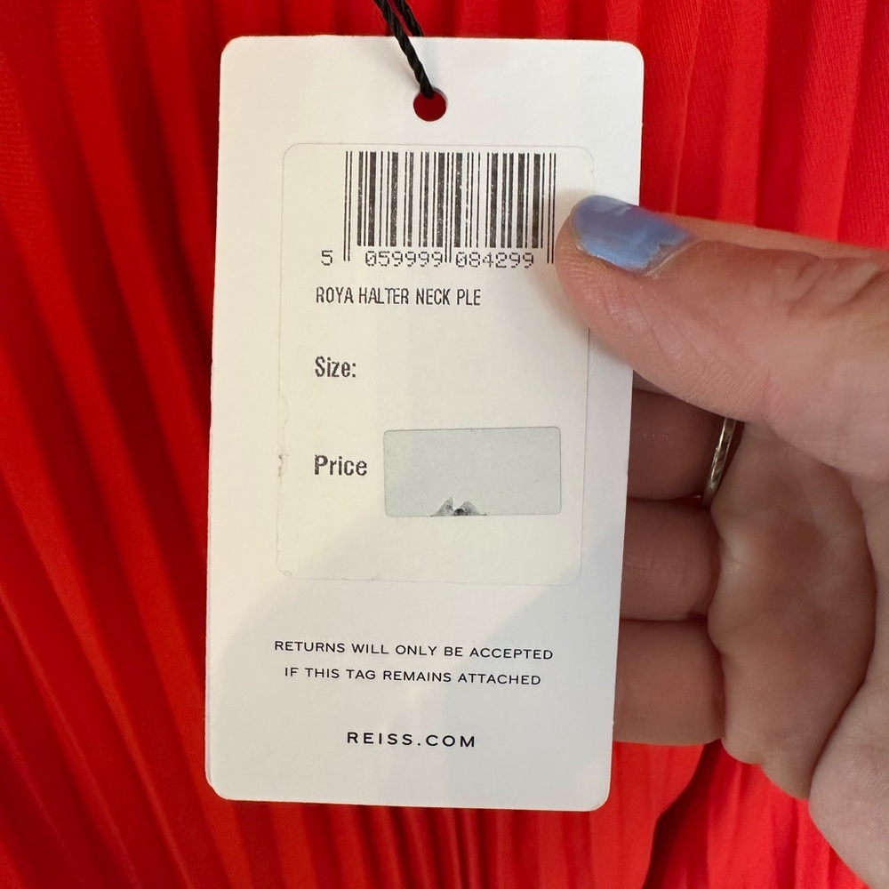 NWT REISS Roya Pleated Halter Dress Red 6 - Picture 9 of 14